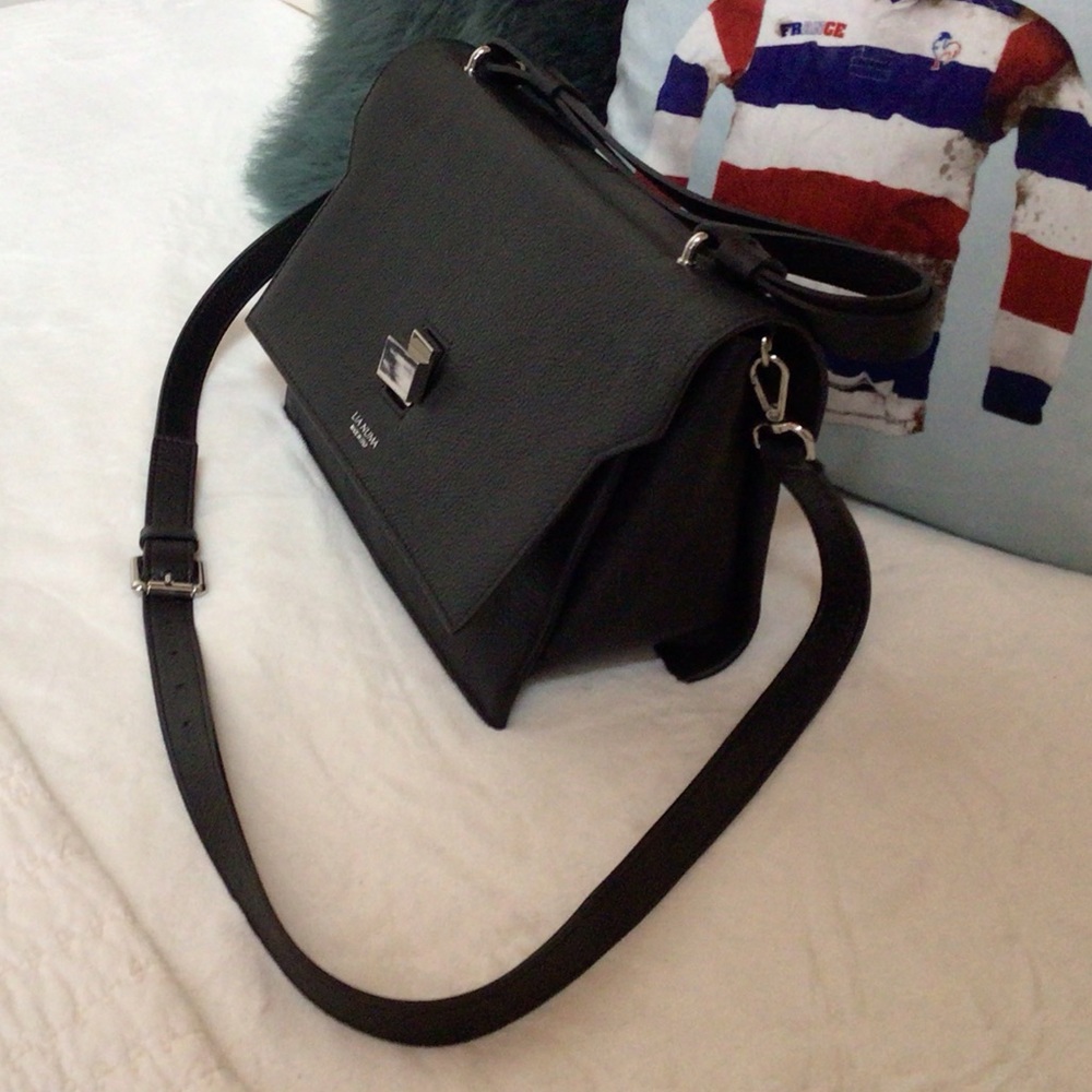 Lia Numa Black leather shoulder/Crossbody Satchel - Picture 4 of 12